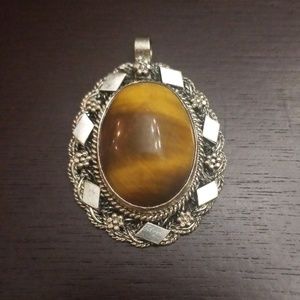Tigers eye sterling silver pendant